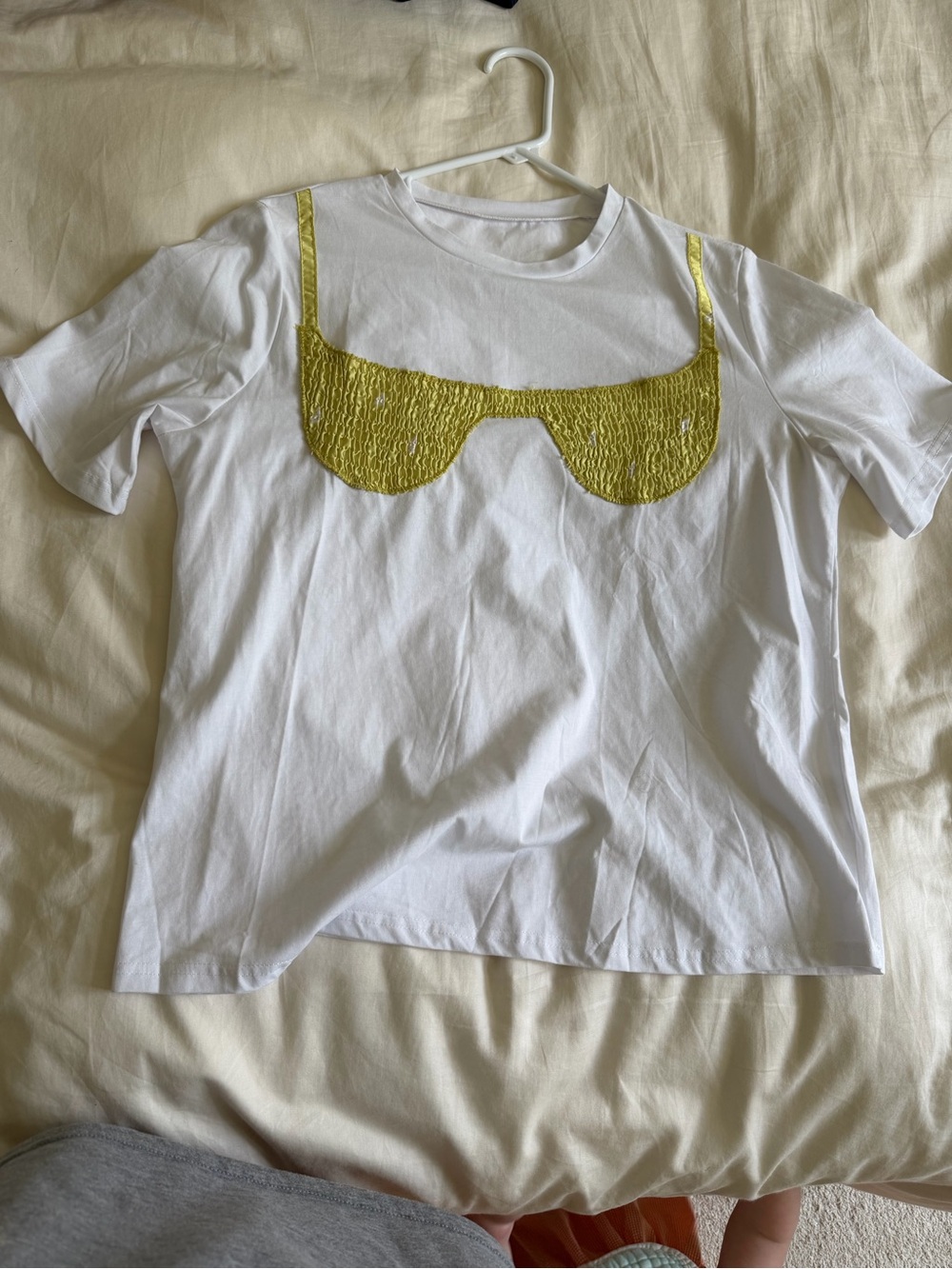 White Kids T-Shirt with Yellow Appliqué